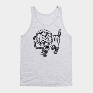 Astronaut Space General Sci Fi Dog Line Drawing Tank Top